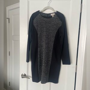 LOFT LP Black and Gray Long Sleeve Dress